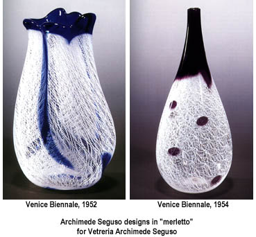 Seguso "merletto" vases